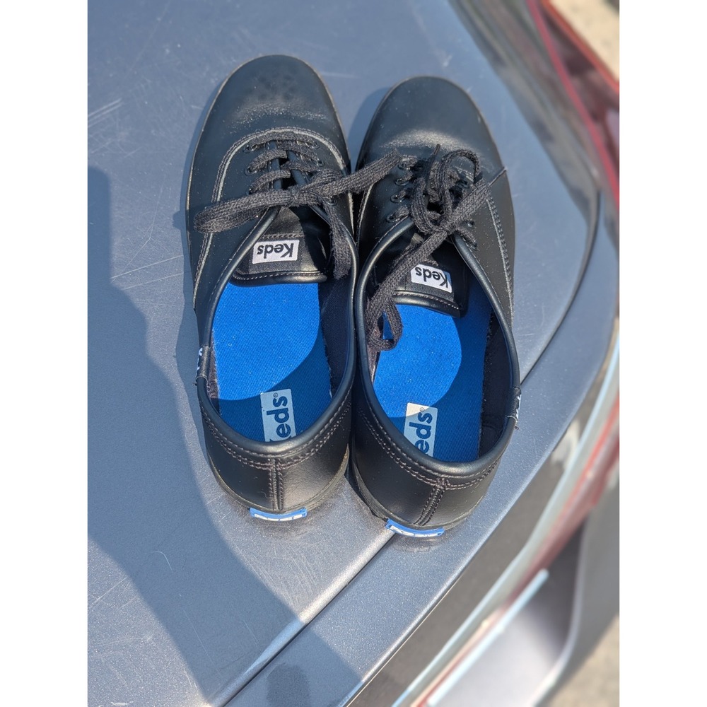 Minimalist Keds Black Champion Leather Sneakers Size 7.5 Capsule Casual Shoes - Picture 4 of 9